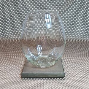 Vintage Glass Vessel on Wooden Pedestal Large Holds your favorite collection